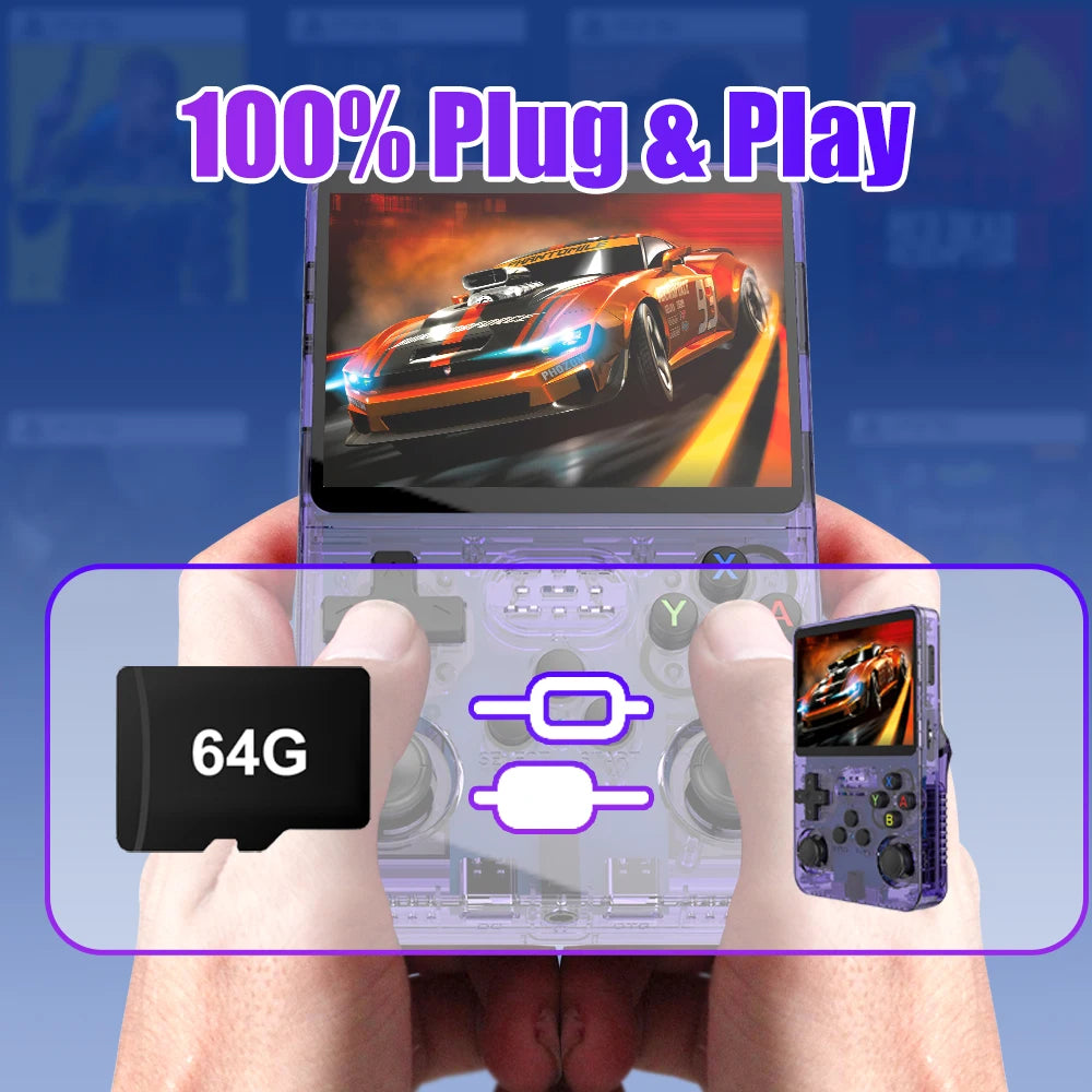 64G Game TF Card for R36S Video Retro Handheld Game Console EmuELEC 4.7 OS Built in 18000+ Retro Games for PS1/PSP/N64/SS/SNES