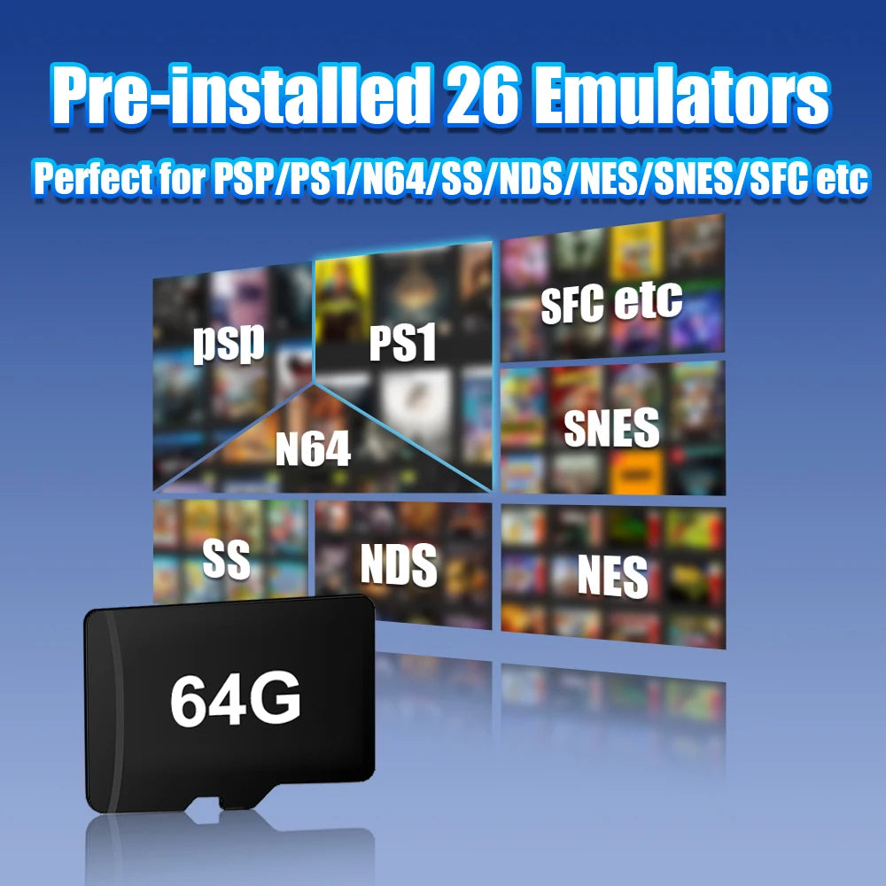 Game Memory Card for R36S Handheld Game Console EmuELEC 4.7 OS Retro Video Game Player with 18000+ Games for PS1/PSP/N64/SS/NES